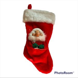 Vintage Rennoc Santa’s Best Santakins Christmas Ornament Plush Stocking RARE